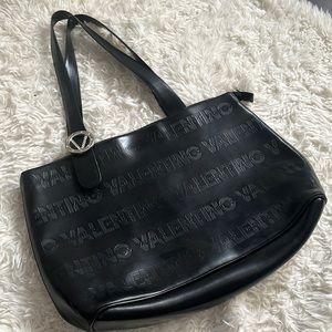 Mario Valentino large black leather tote